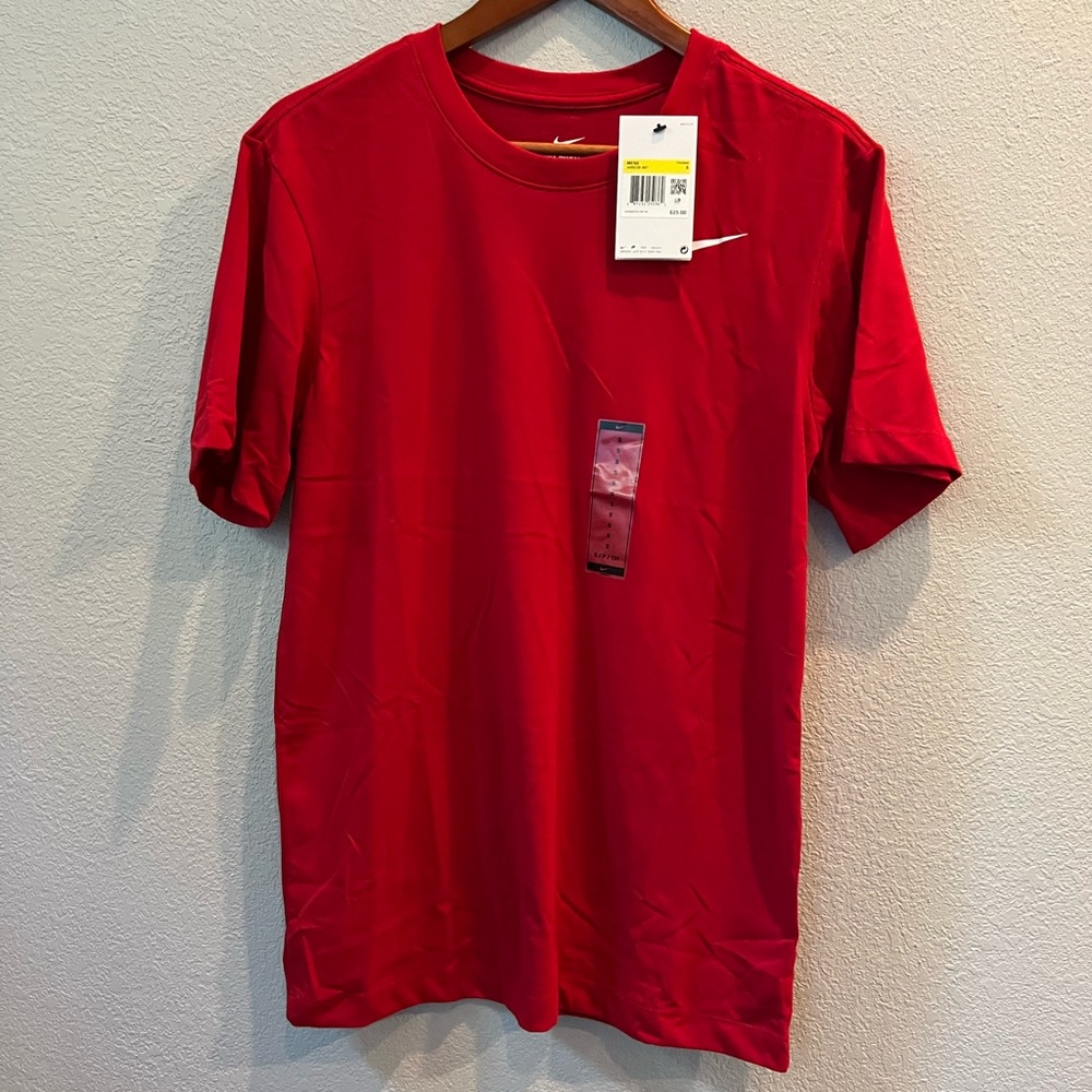 Nike Men's Dry Tee Drifit Cotton Crew Solid Gym Red/White, NWT
